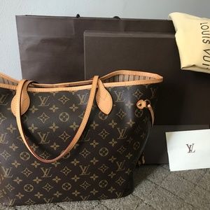Louis Vuitton Monogram w/Beige Neo Neverfull MM